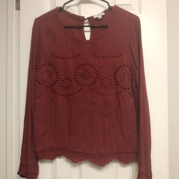 Storee Red Long-Sleeved Top with Detailing - Picture 3 of 8